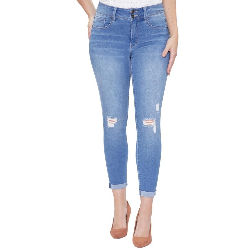 NWT Royalty For Me Women's Tummy Control 2 Button‎ Rolled Cuff Jean - Size 8